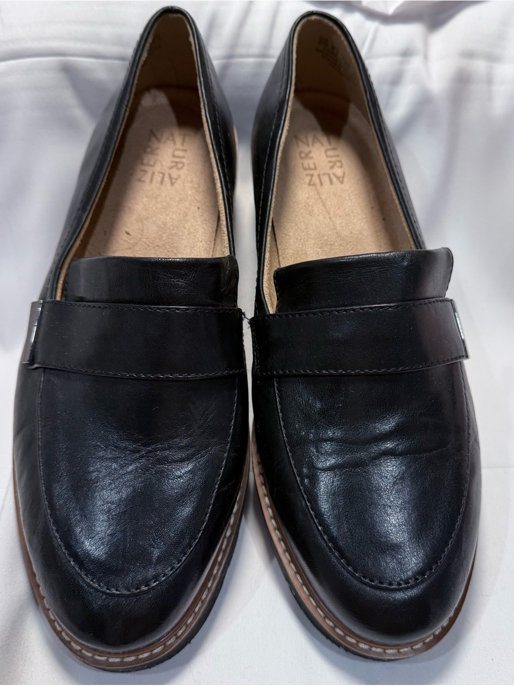 Naturalizer Adiline Black Leather Penny Loafers 9W EUC